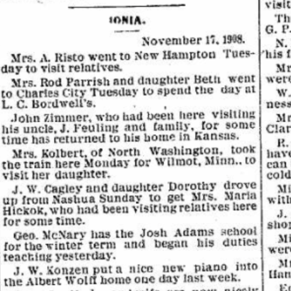 The Nashua Reporter November 19, 1908.
